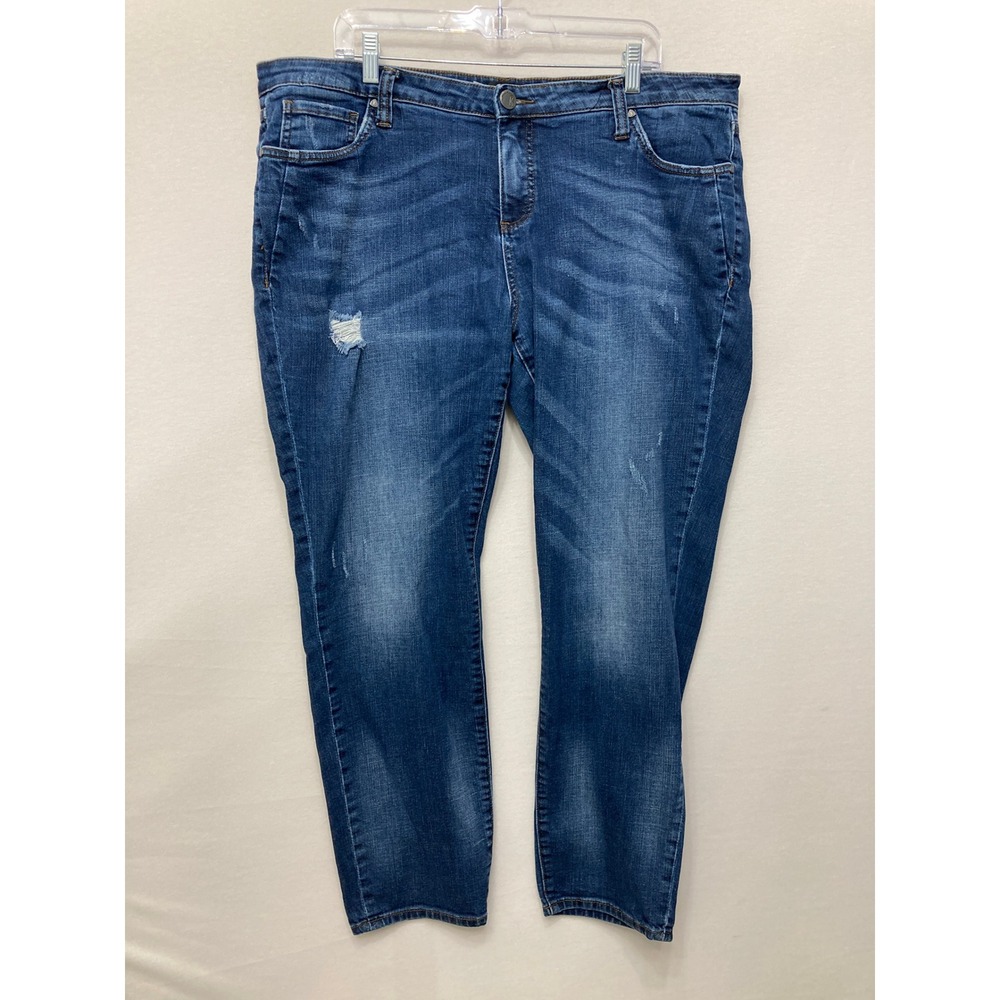 KUT from the Kloth Jeans size 18W Medium Wash Distressed Stretch Slim Leg